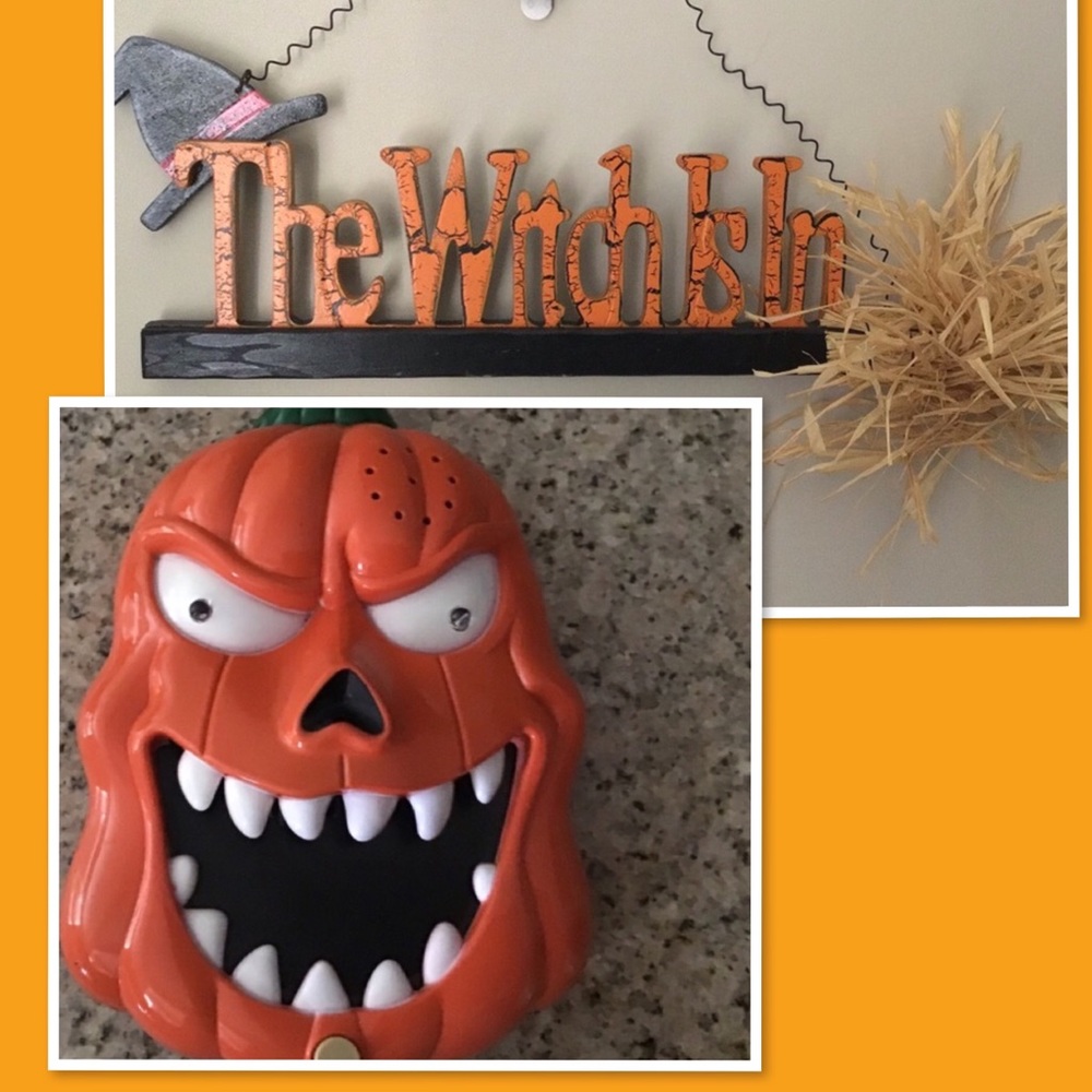 Halloween door, wall decor bundle pumpkin witch hanger